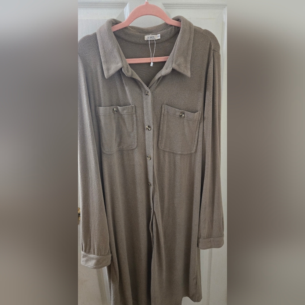 Inherit Co. Teagan Ultra Soft Shirt Dress in Light Brown